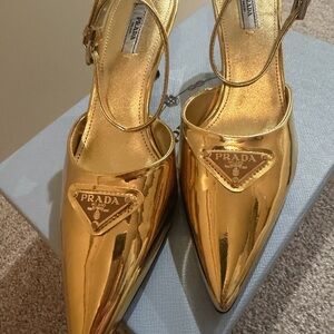 Prada Metallic Gold Heels